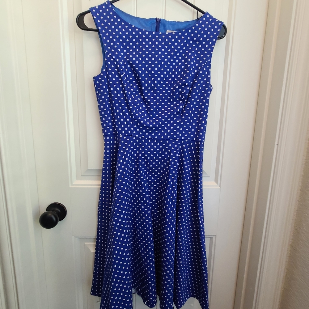 Blue polka dot dress